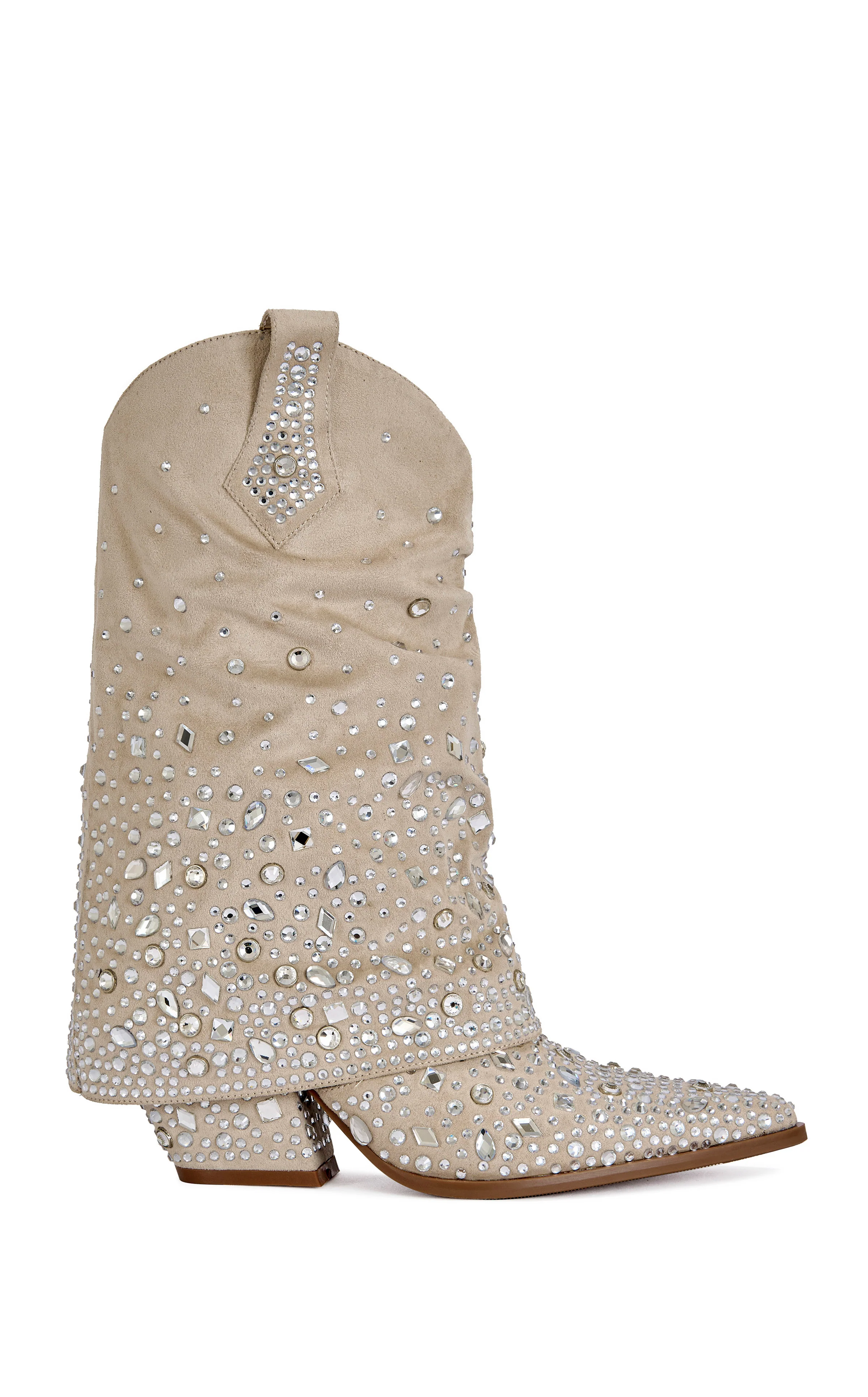 CHRISTOS-BEIGE EMBELLISHED WESTERN BOOTIE