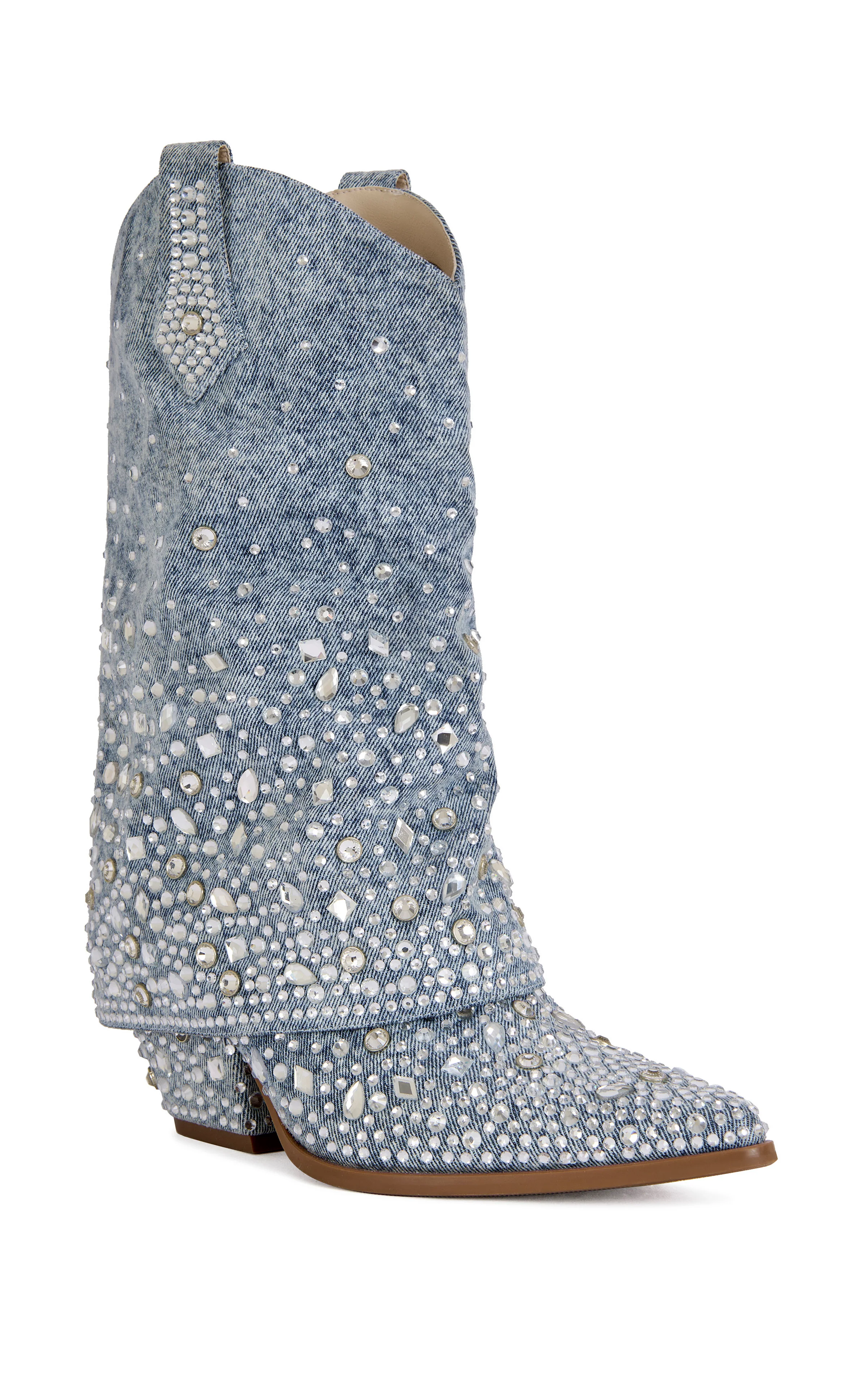 CHRISTOS-DENIM EMBELLISHED WESTERN BOOTIE - Image 3