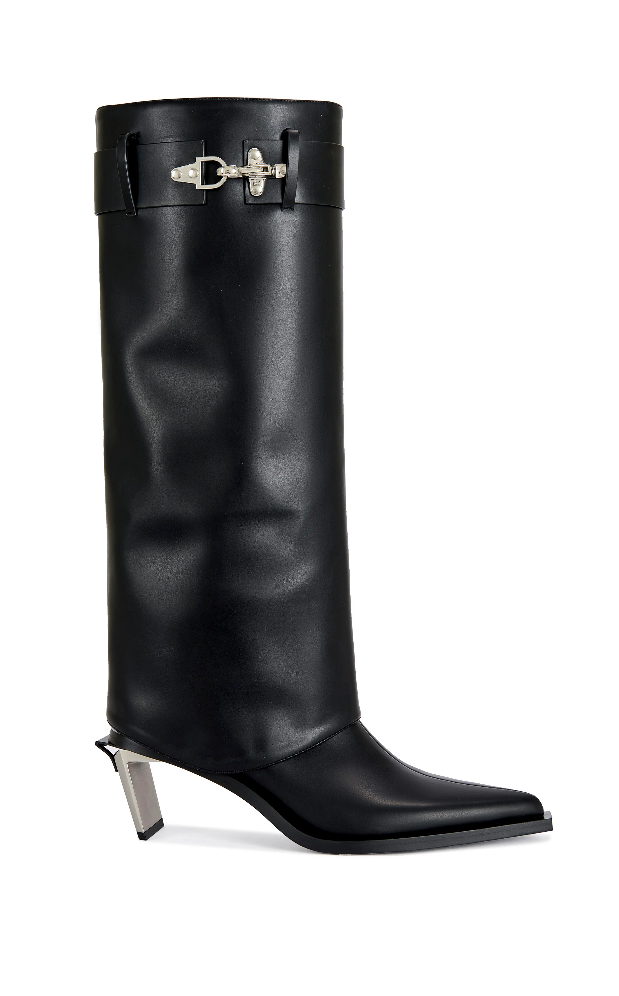 CHRONO-BLACK METAL HEELED BOOT