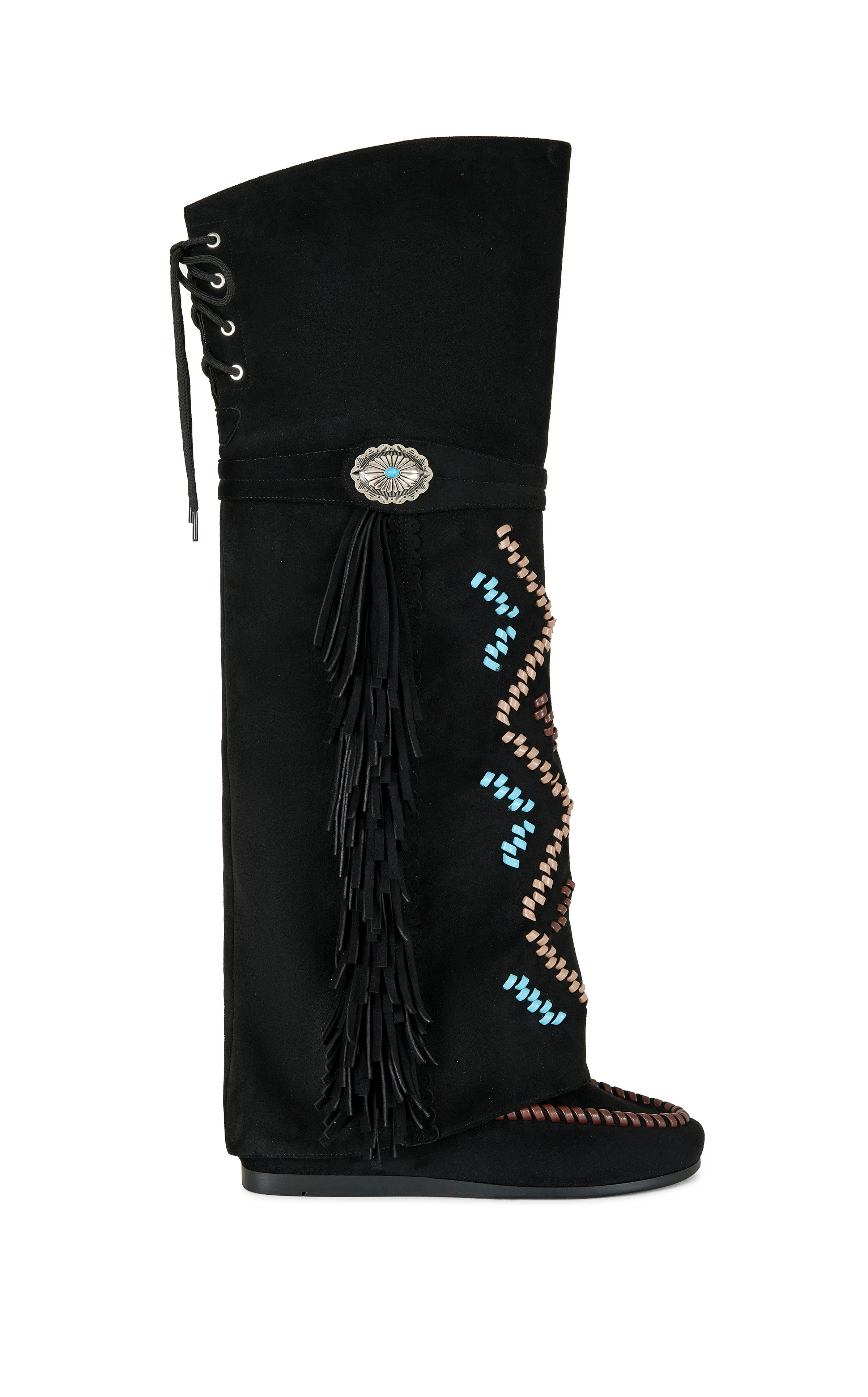 EDMUND-BLACK FLAT MOCCASIN BOOT