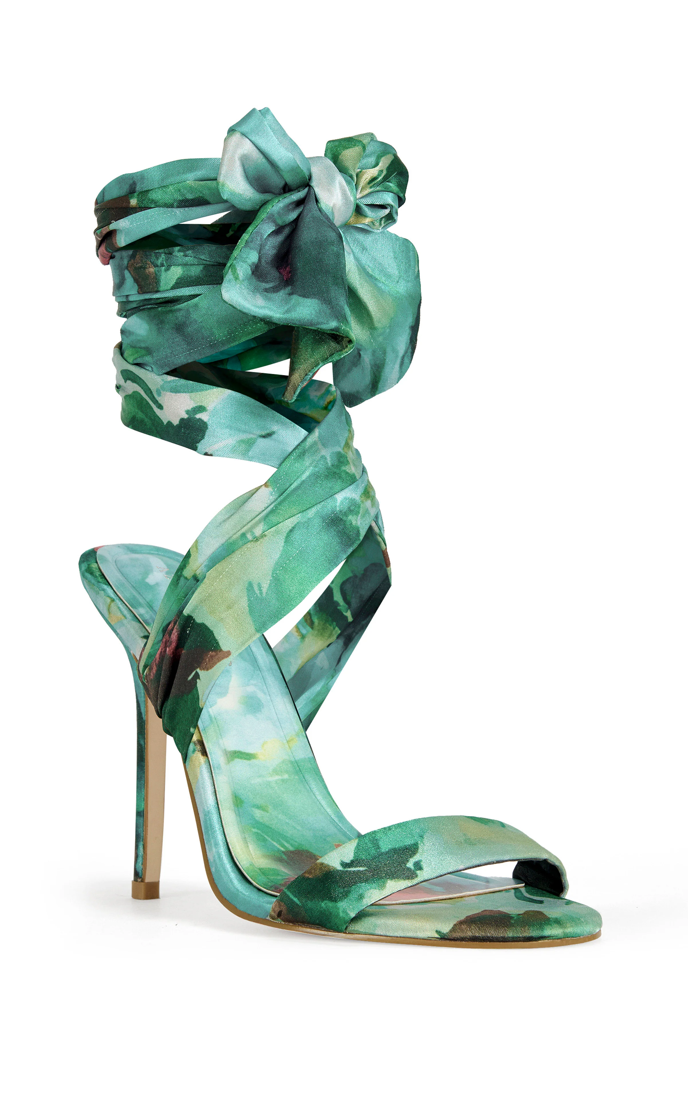 ELZON-GREEN WRAP-AROUND STILETTO SANDAL - Image 2
