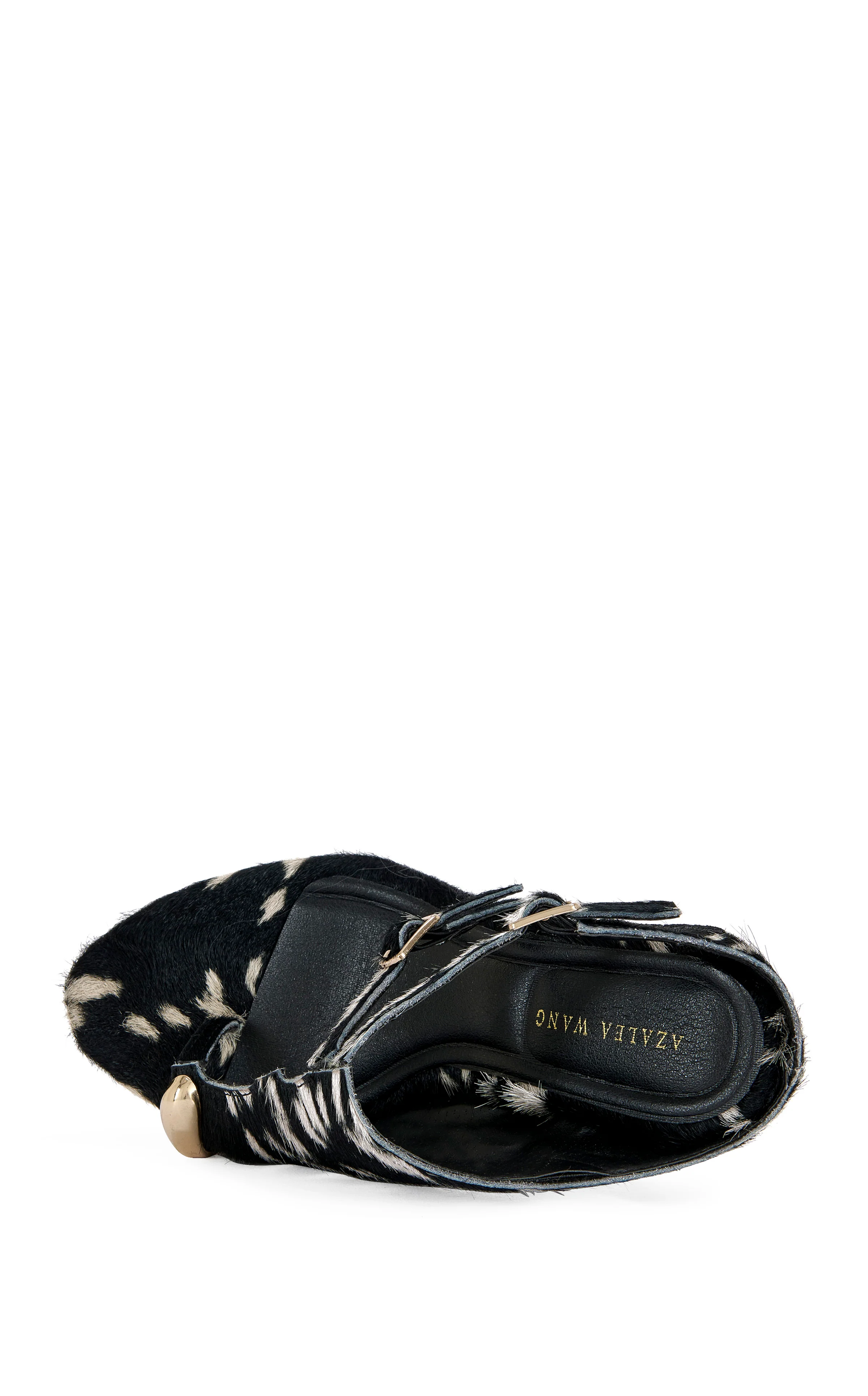 GIANNIS-BLACKWHITE CALF HAIR WEDGE SANDAL - Image 4