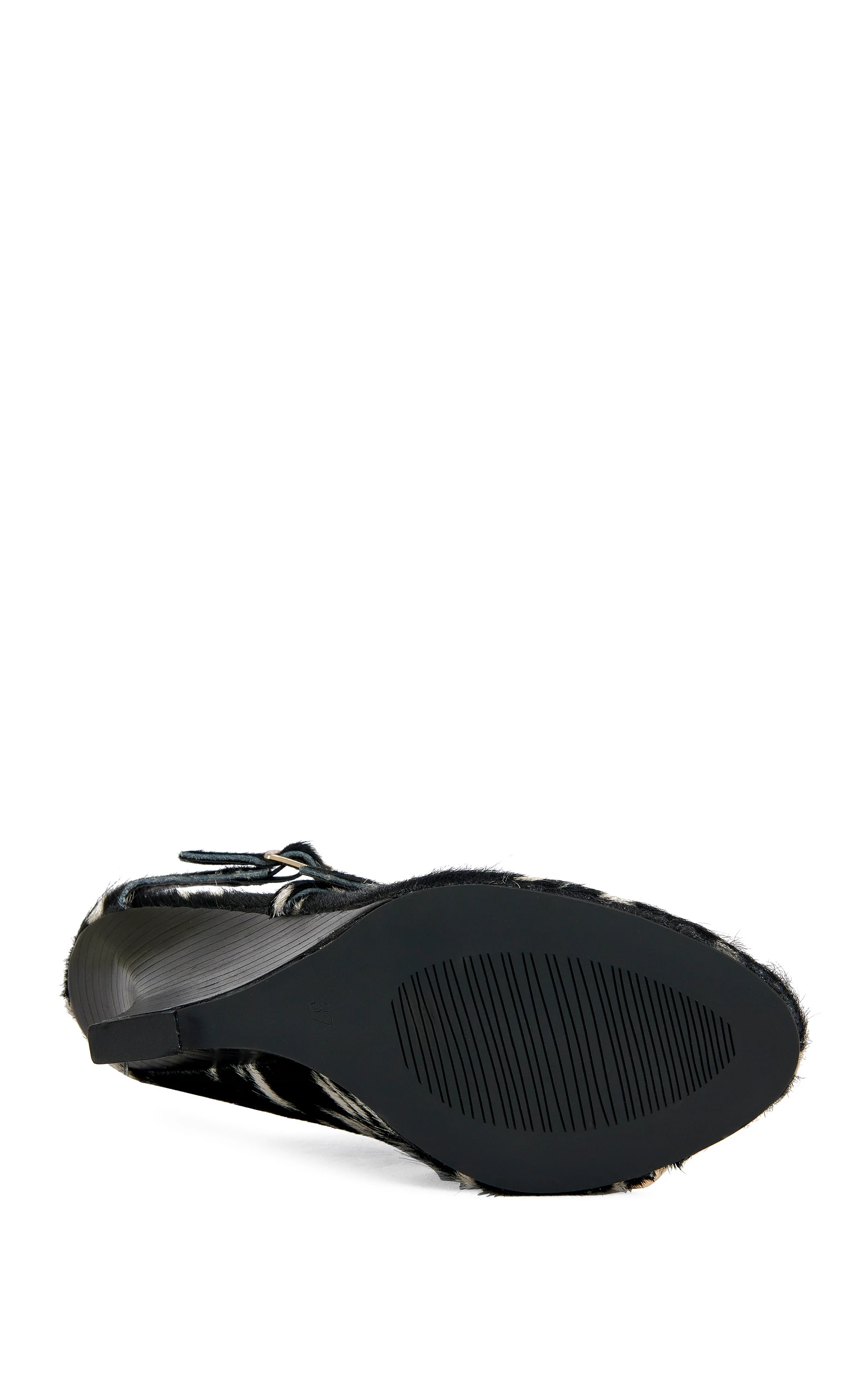 GIANNIS-BLACKWHITE CALF HAIR WEDGE SANDAL - Image 5