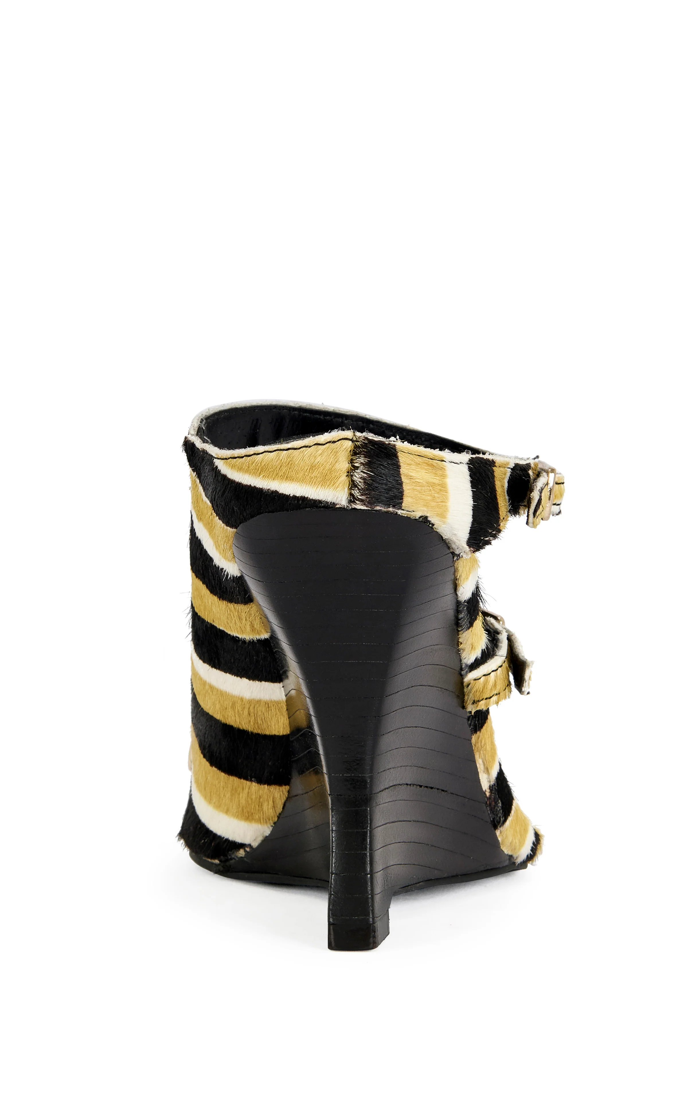GIANNIS-MUSTARD CALF HAIR WEDGE SANDAL - Image 3
