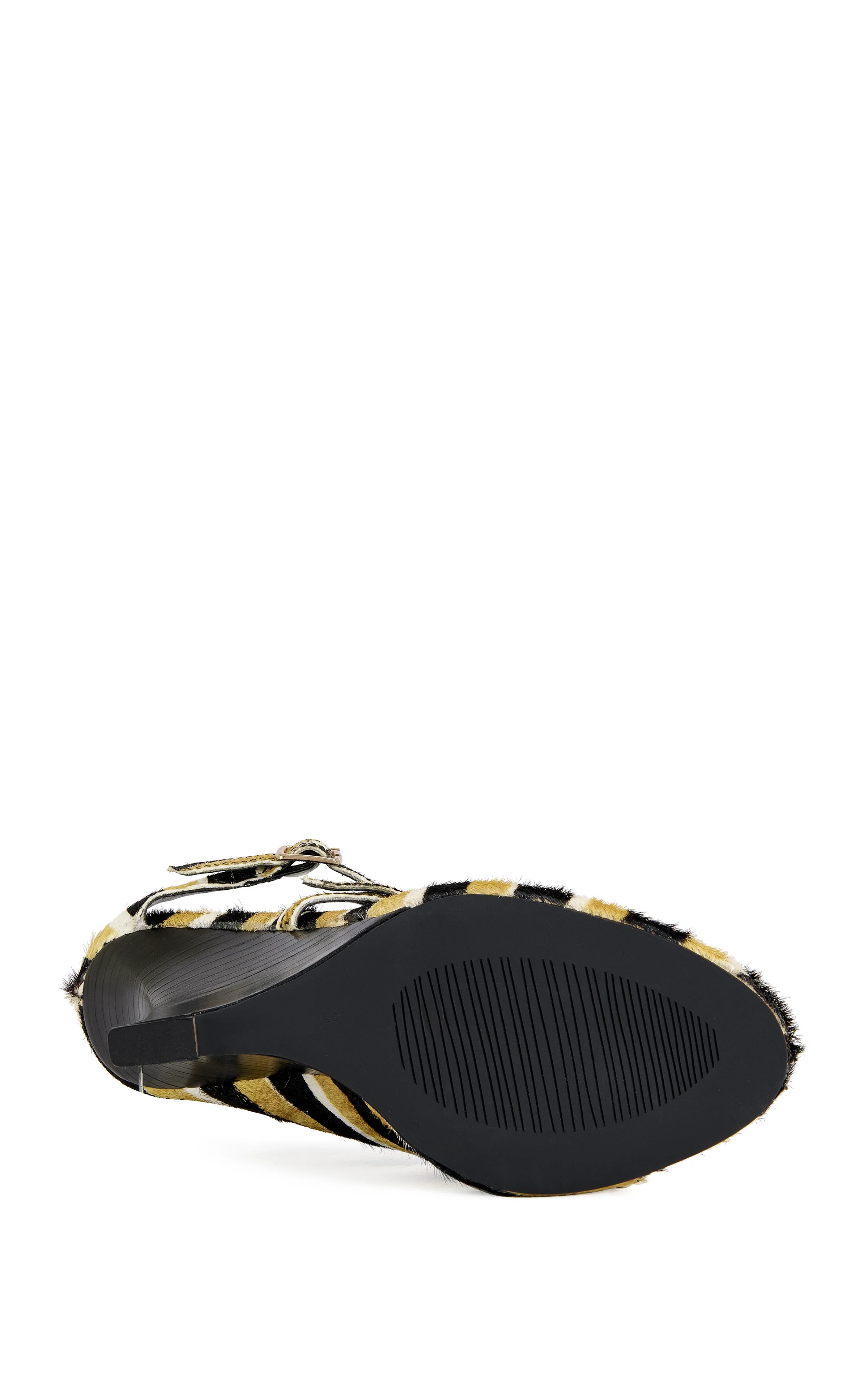 GIANNIS-MUSTARD CALF HAIR WEDGE SANDAL - Image 5