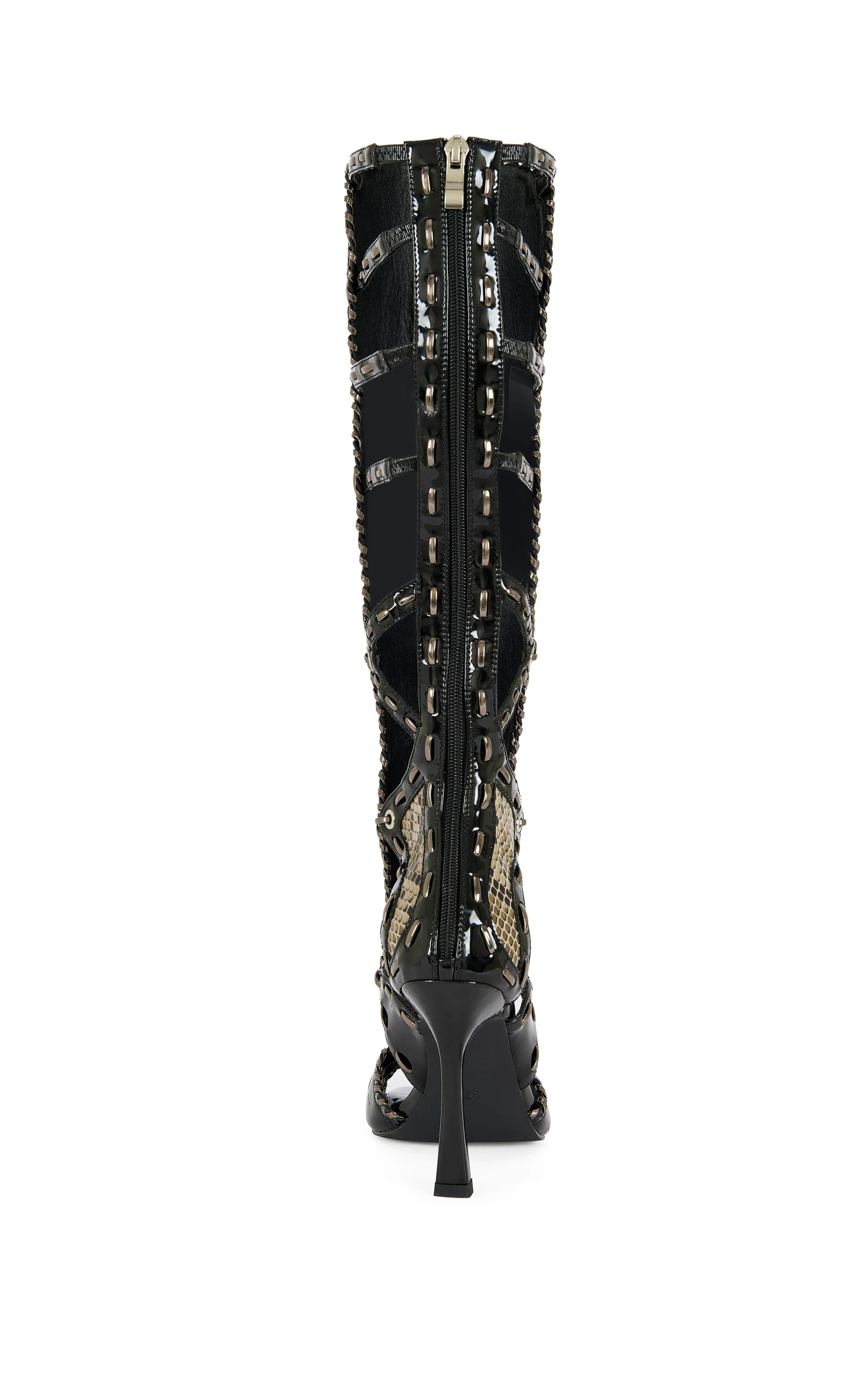 INDRANIHIGH-BLACK GLADIATOR STILETTO SANDAL BOOT - Image 4