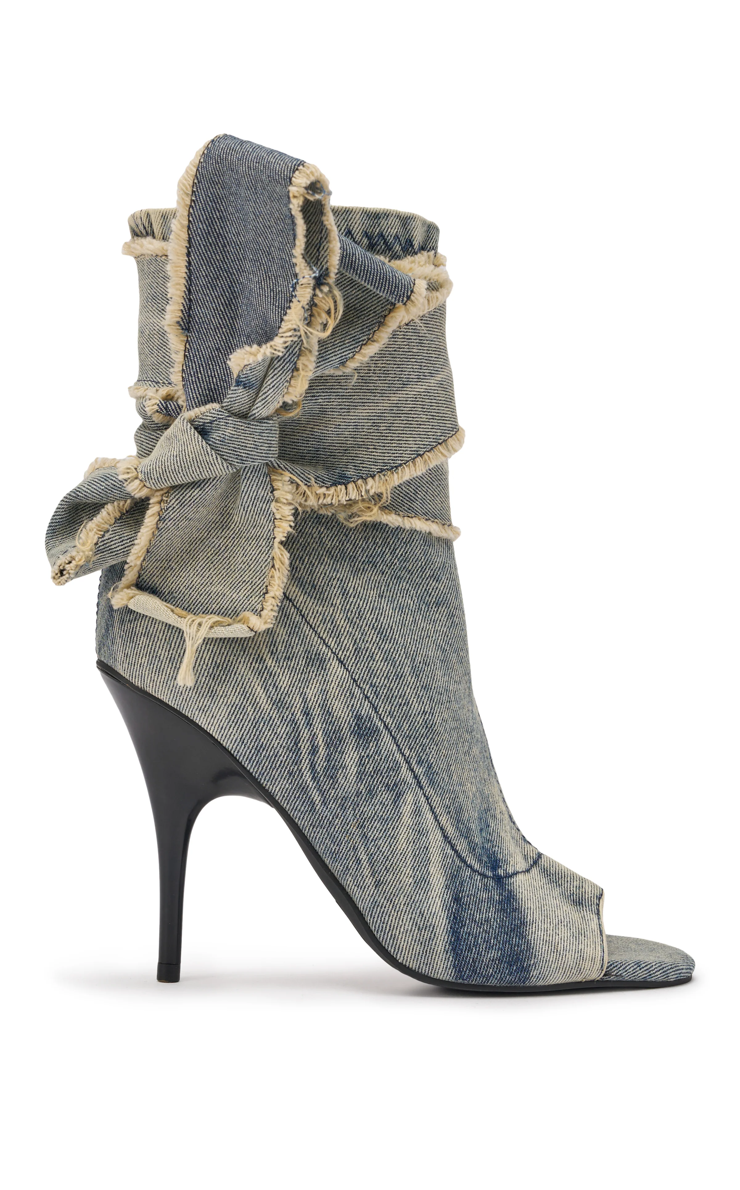 KARTER-DENIM WRAP-AROUND PEEP TOE BOOTIE