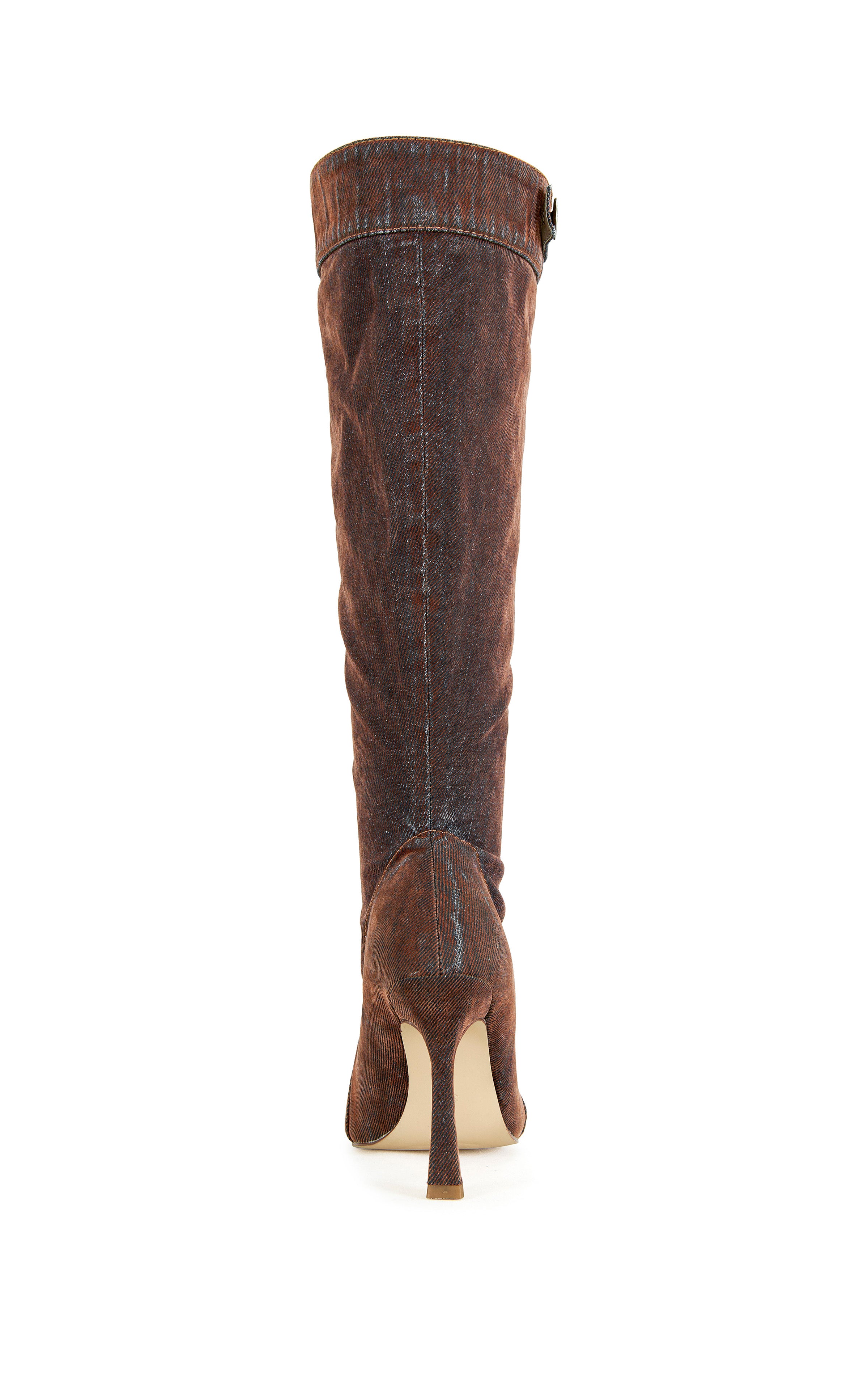 KAZUKI-BURNTORANGE VELVET DENIM STILETTO BOOT - Image 3