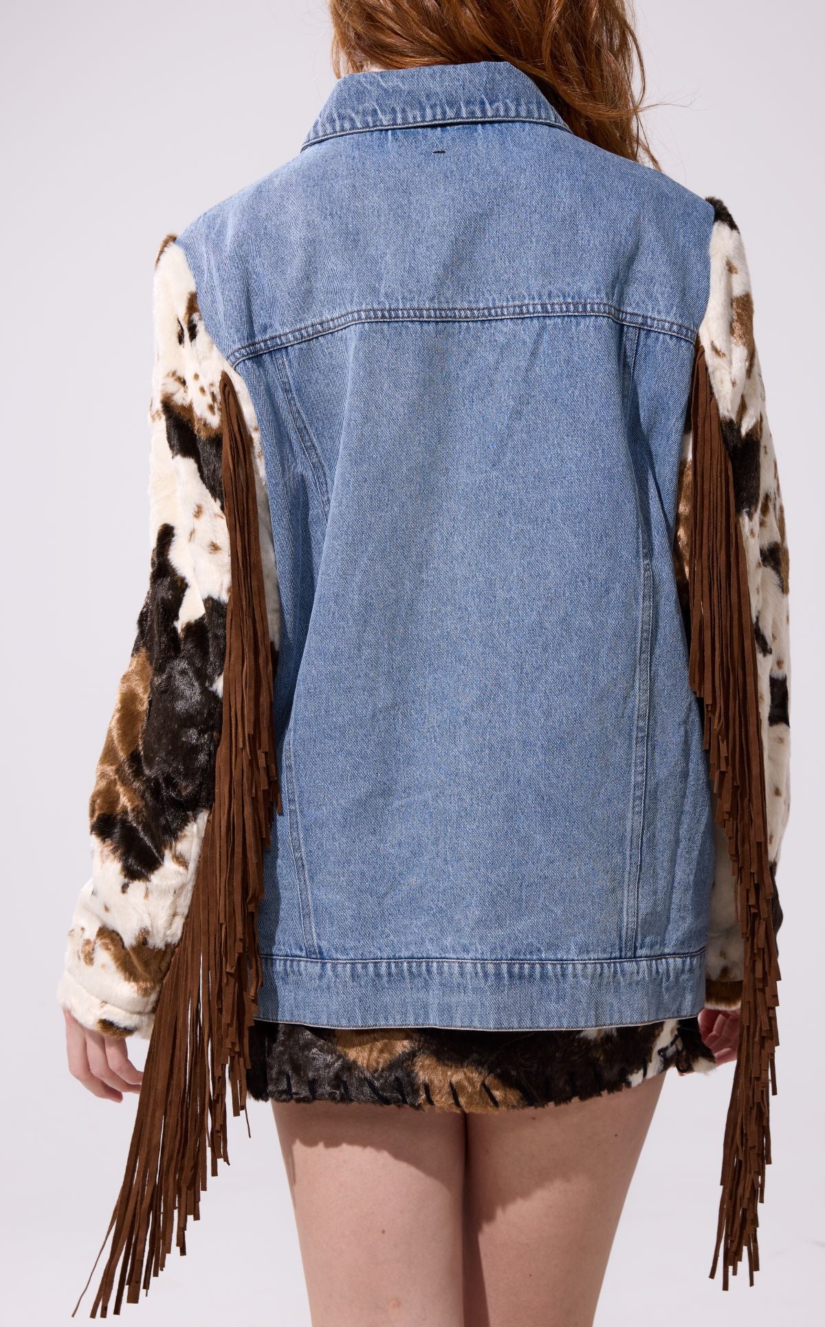LILA-DENIM WESTERN FRINGE JACKET - Image 3