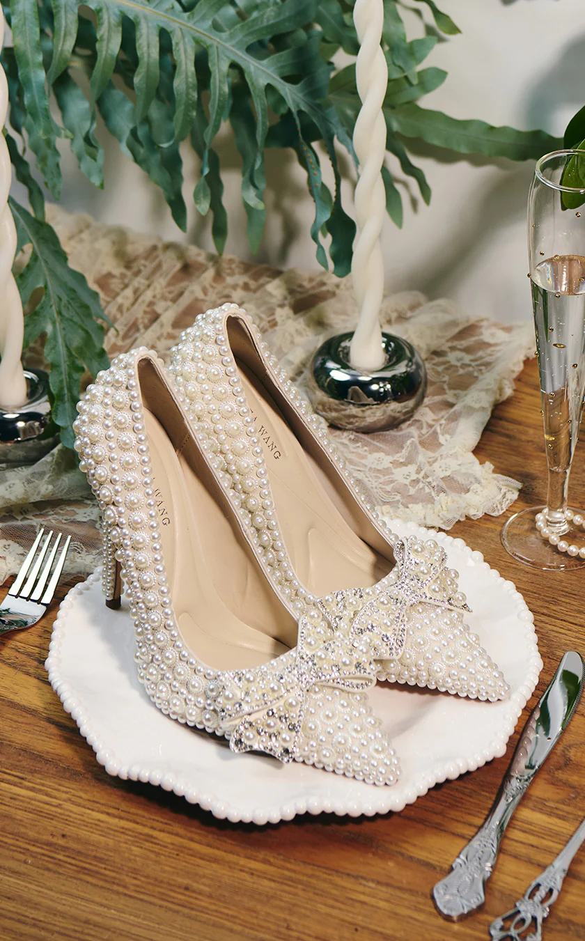 NAAMAH-WHITE PEARL STILETTO PUMP - Image 6