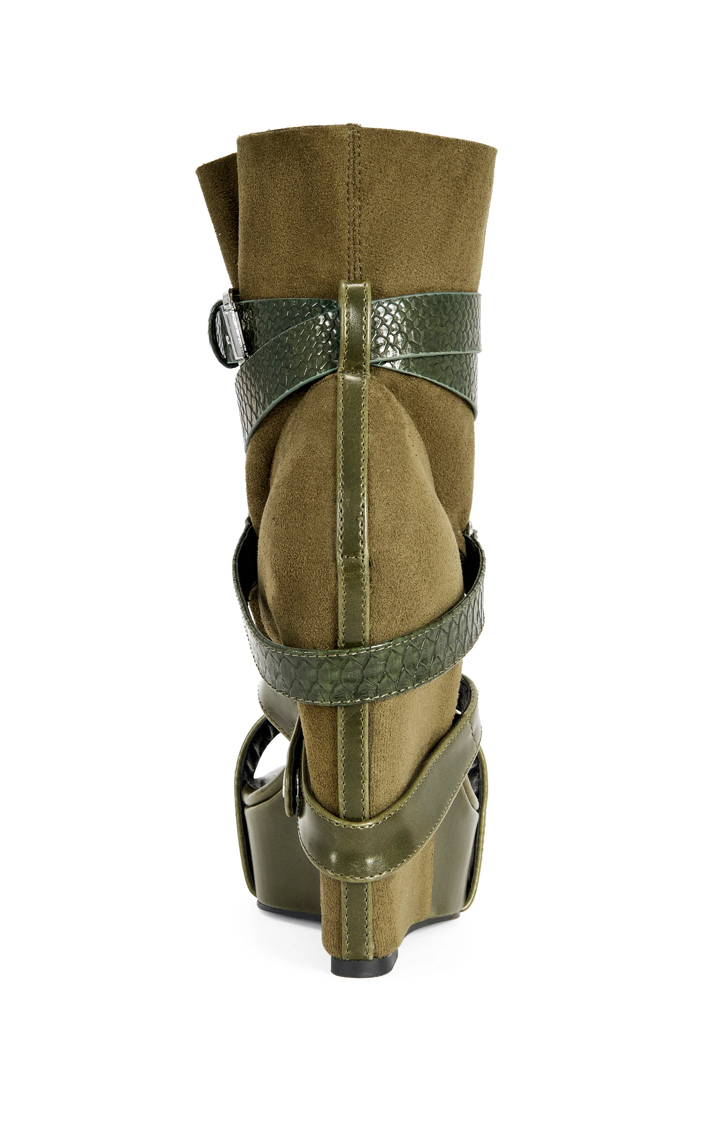 ROTHKO-OLIVE BELTED WEDGE SANDAL BOOTIE - Image 3