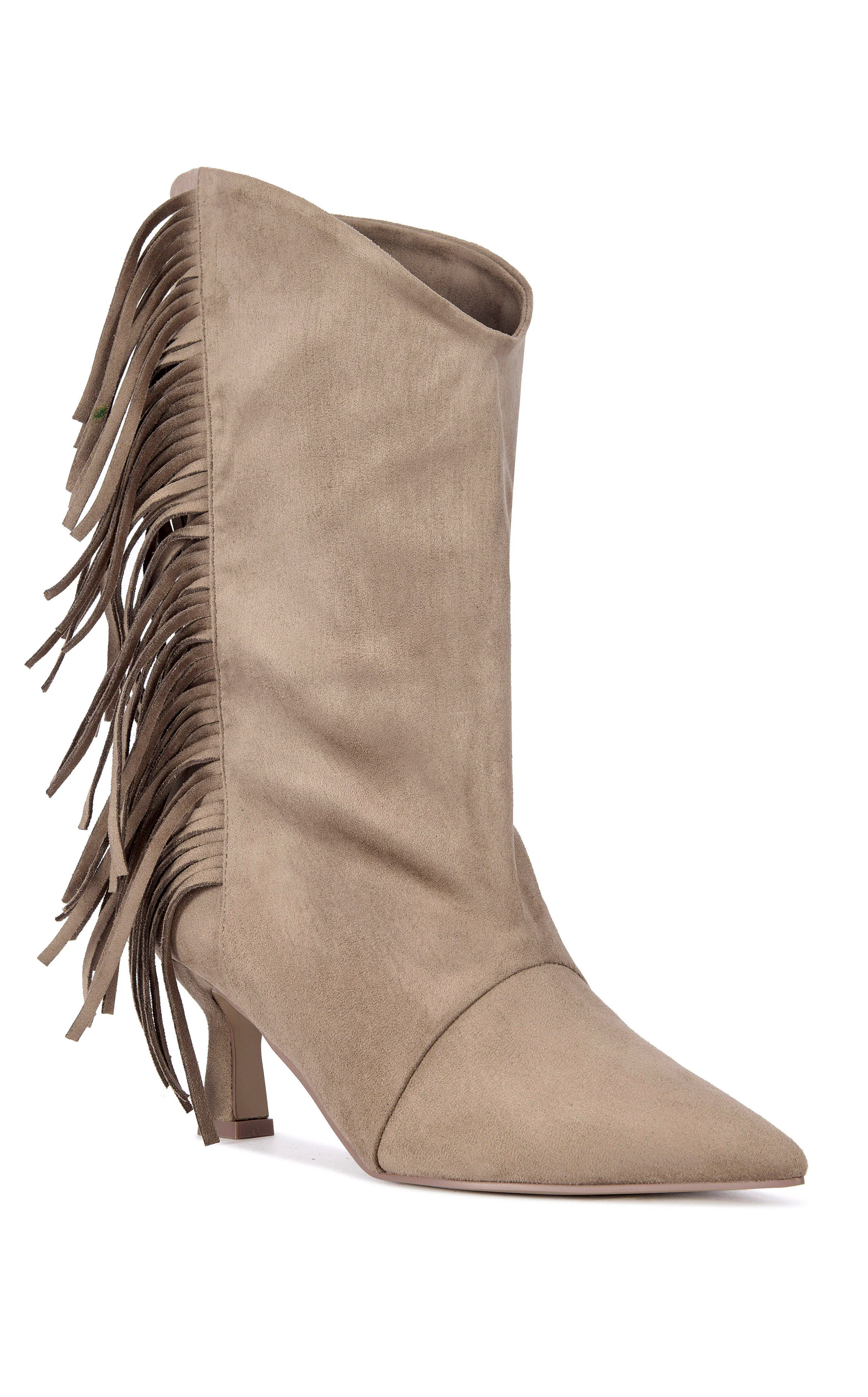 SARIAH-TAUPE FRINGE BOOTIE - Image 3