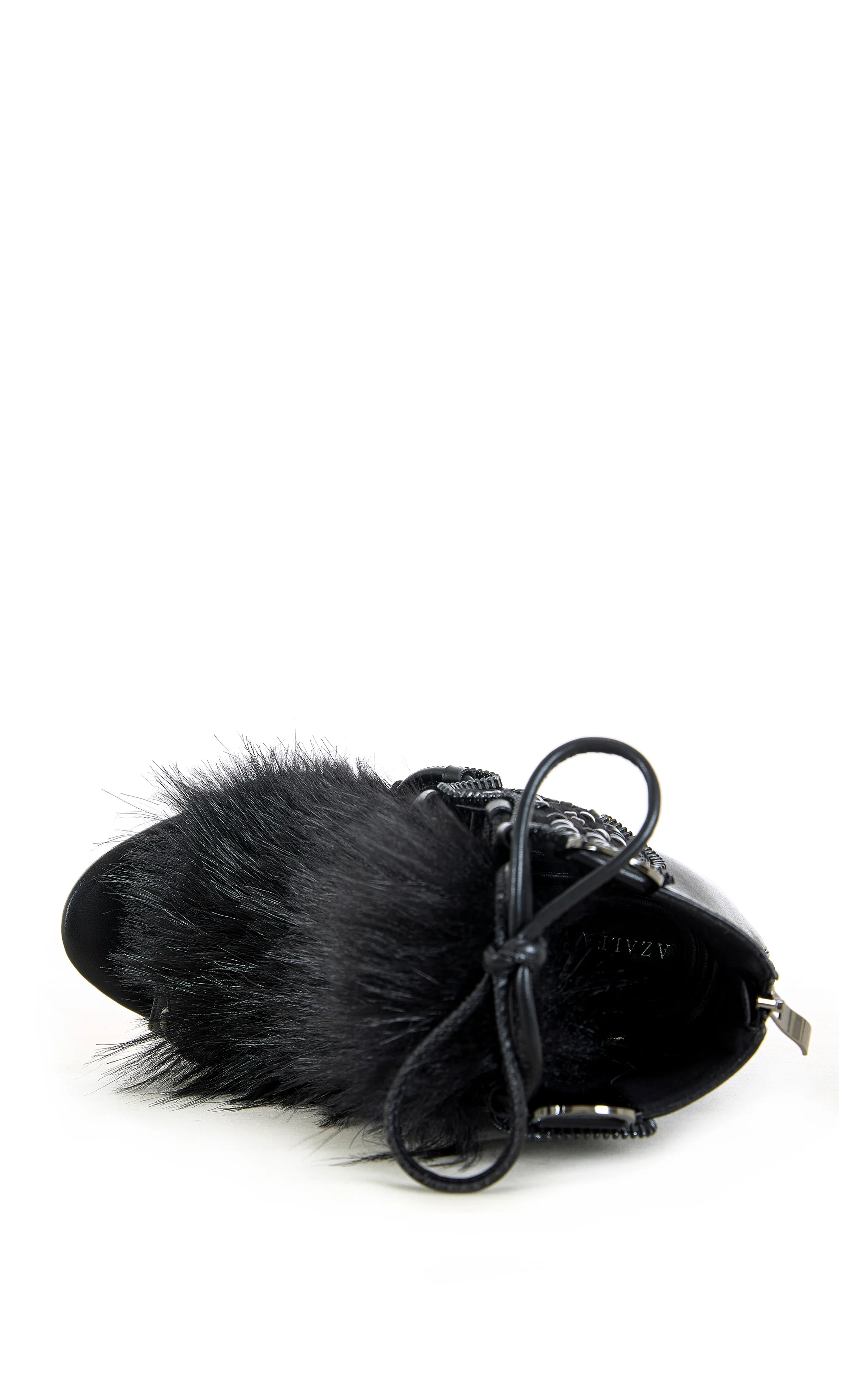 SHAINY-BLACK FAUX FUR GLADIATOR SANDAL BOOTIE - Image 4
