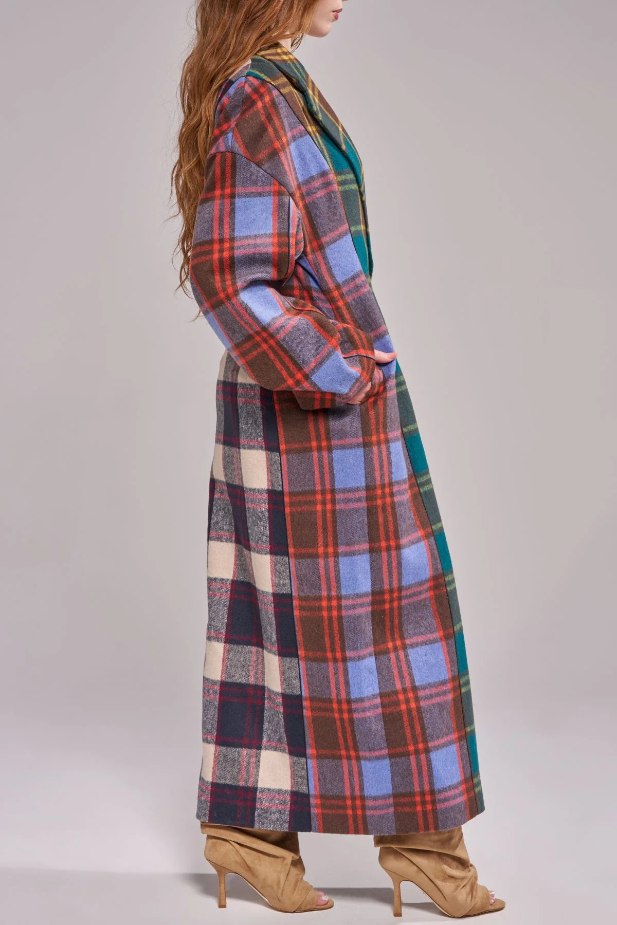 STUDIO-MULTI PLAID TRENCH JACKET - Image 3
