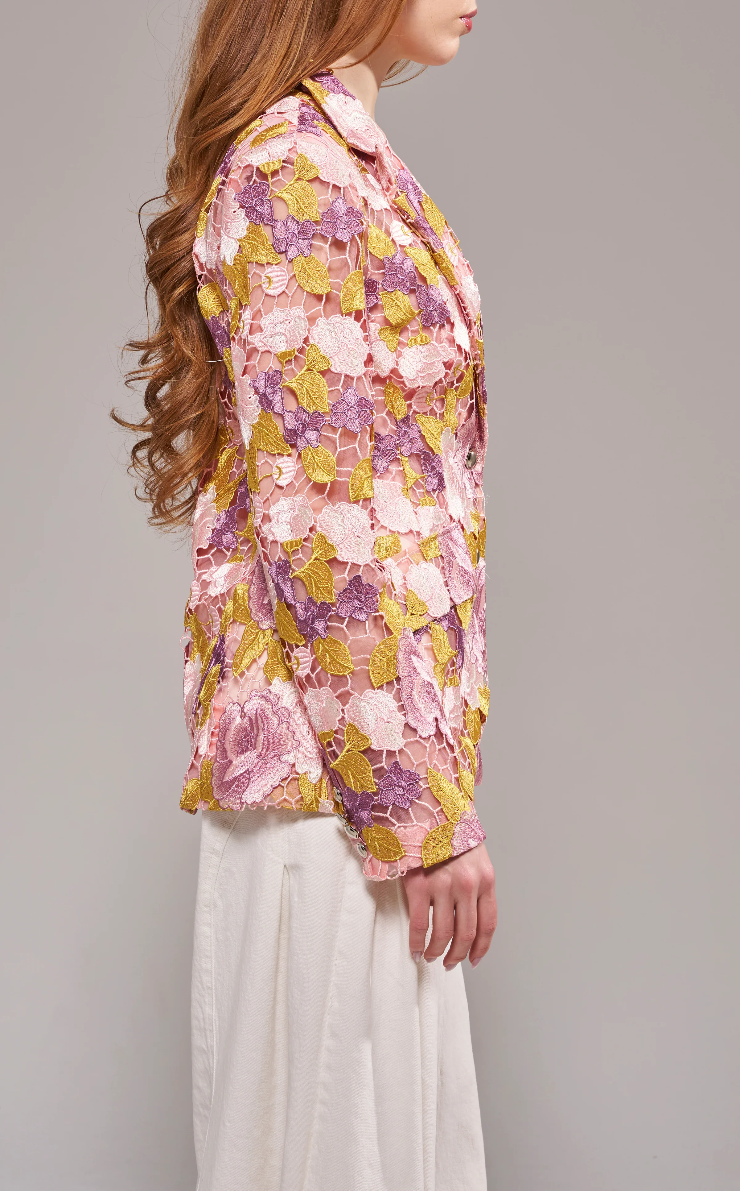 THALENA-PINKMULTI FLORAL LACE BLAZER - Image 3
