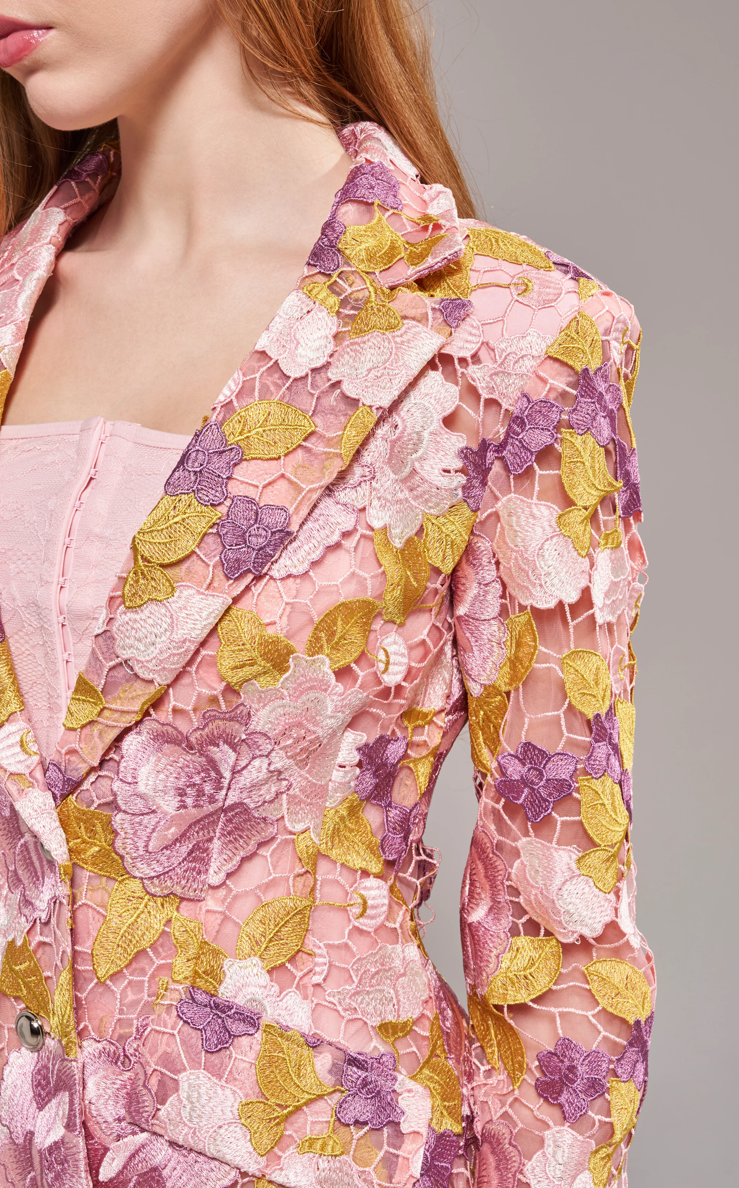 THALENA-PINKMULTI FLORAL LACE BLAZER - Image 5