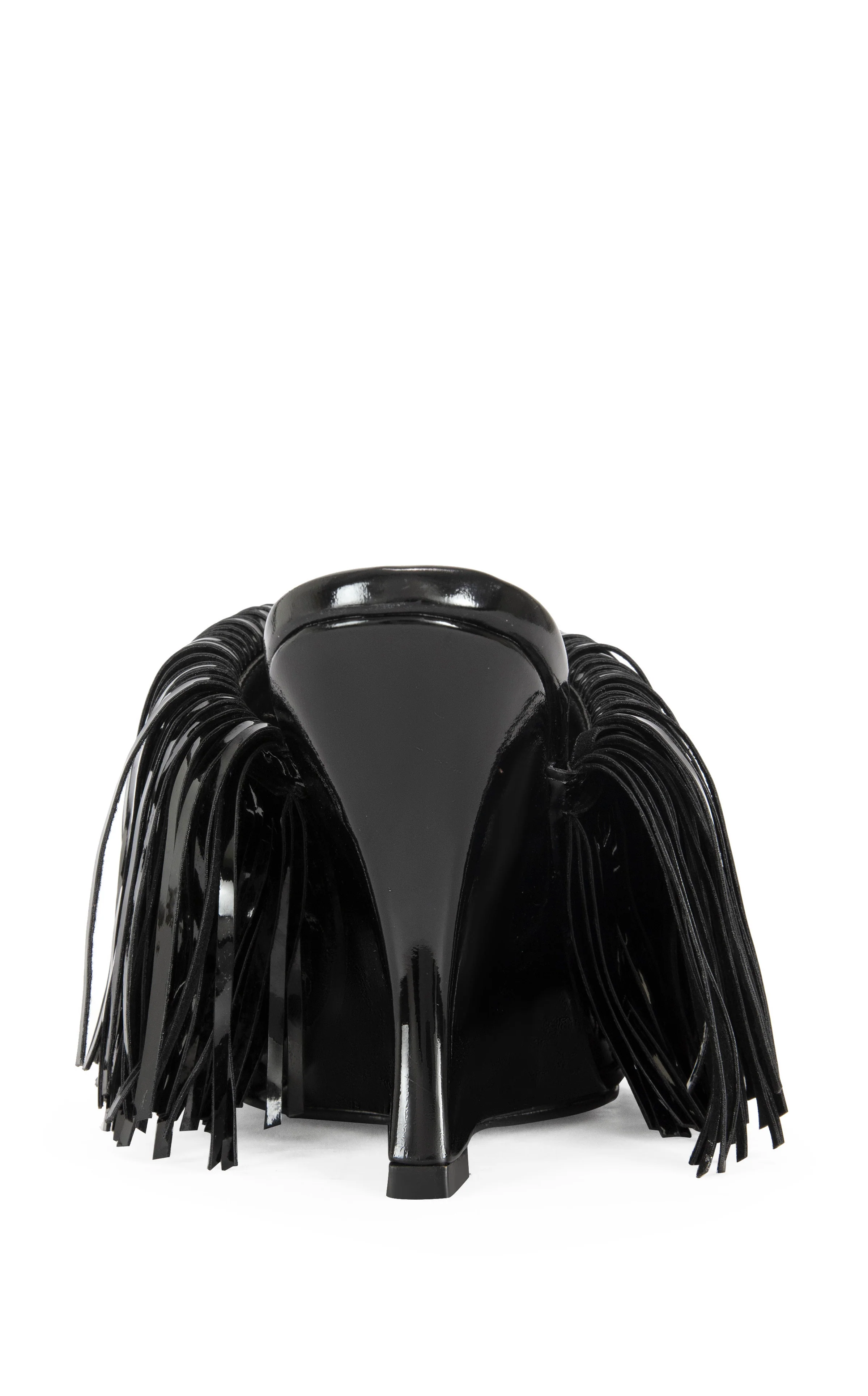 VAILYN-BLACK PATENT FRINGE WEDGE SANDAL - Image 3